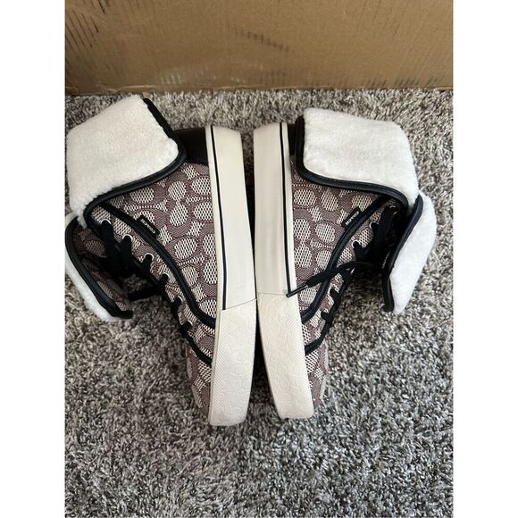 Coach Monogram Jacquard Foldover High Top Sneakers Size 8 - Picture 6 of 12